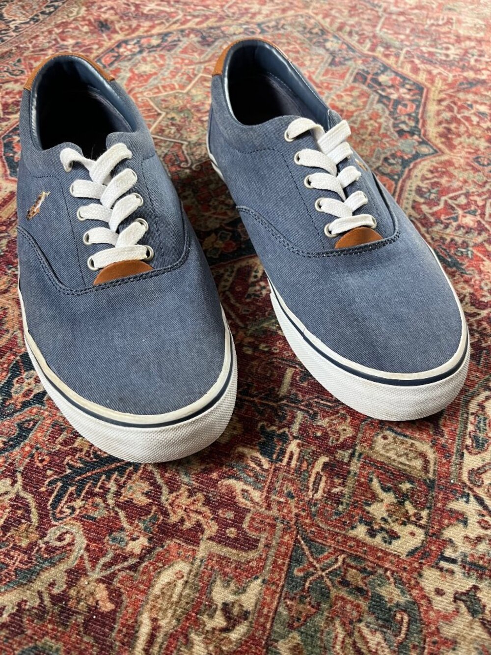 EUC Men's Polo Ralph Lauren Vaughn Navy Canvas Sneakers - Men's 10.5 D